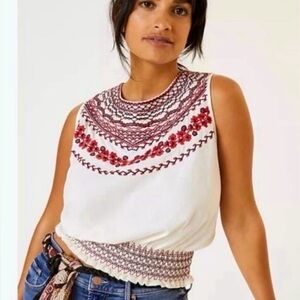 Anthropologie x Tiny Linni Boho
Embroidered Smocked Tank Womens Size L